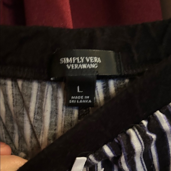 Vera Wang Black & White Striped Short Sleeve Pajama Set size L - Picture 5 of 6